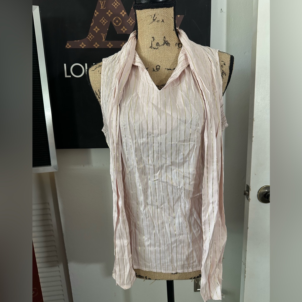 Anne Klein Pink/Gold Sleeveless Top